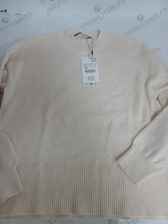 ZARA KNITTED CREAM JUMPER - XS