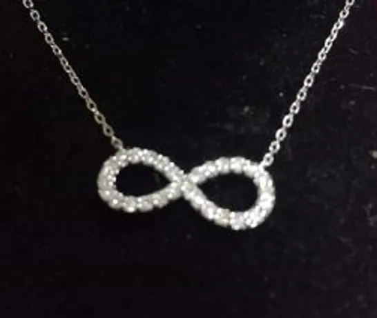 14CT WHITE GOLD INFINITY PENDANT SET WITH NATURAL DIAMONDS WEIGHING +0.30CT