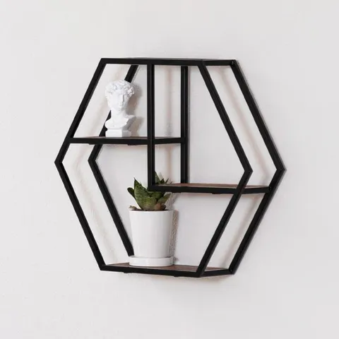 BOXED GRAYLING 3 PIECE HEXAGON FLOATING SHELF (1 BOX)