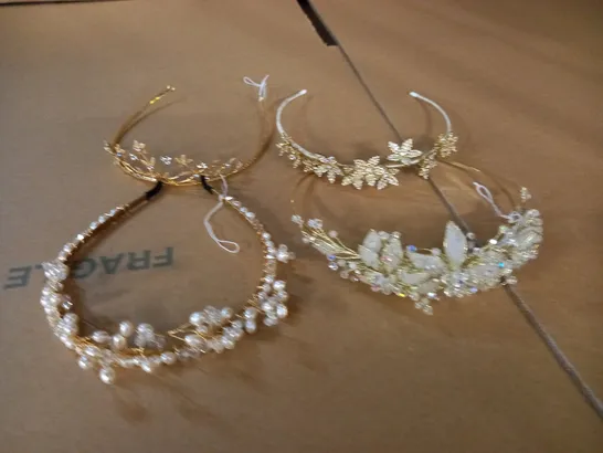 LOT OF 4 GOLD LOOK BRIDAL TIARAS