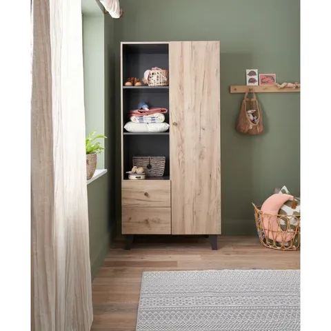 BOXED STURTEVANT WARDROBE FINISH: DISTRESSED OAK AND SLATE GREY (BOX 2 OF 3)