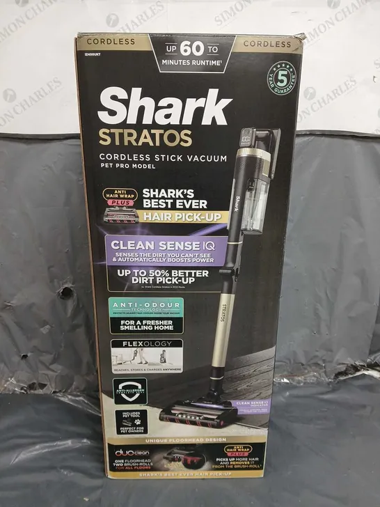 SHARK STRATOS CORDLESS STICK VACUUM CLEANER WITH ANTI HAIR-WRAP POWERFINS TECHNOLOGY AND FLEXOLOGY