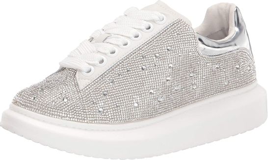 BRAND NEW STEVE MADDEN GLIMMER SNEAKERS SILVER UK SIZE 5