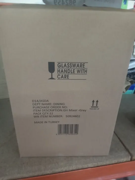 PALLET OF APPROXIMATELY 64 BOXES OF 12 BRAND NEW GREY MIXER GLASSES