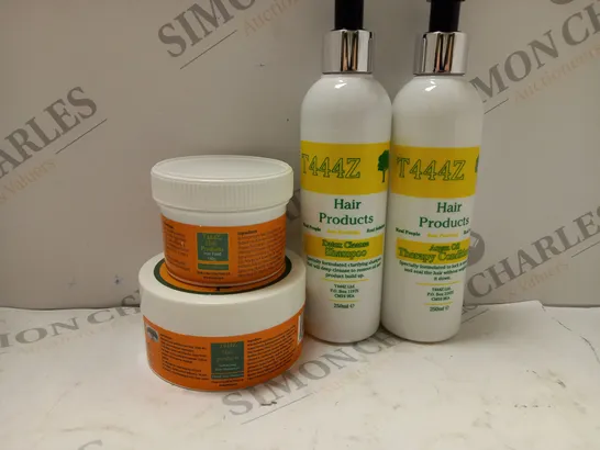 SET OF T444Z HAIR PRODUCTS TO INCLUDE SHAMPOO, CONDITIONER, HAIR MOISTURISER