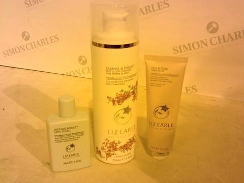 SET OF THREE LIZ EARL ITEMS TO INCLUDE:INSTANT BOOST SKIN TONIC, HOT CLOTH CLEANSER, SKIN PASTE