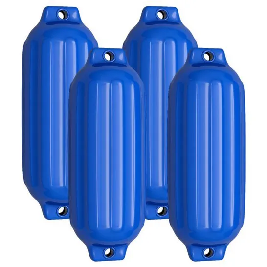 BOXED COSTWAY 4 PACK BOAT FENDERS FOR DOCKING RIBBED BOAT BUMPERS - BLUE