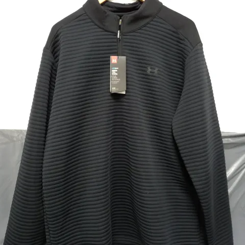 UNDER ARMOUR COLD GEAR LOOSE QUARTER ZIP TOP IN BLACK