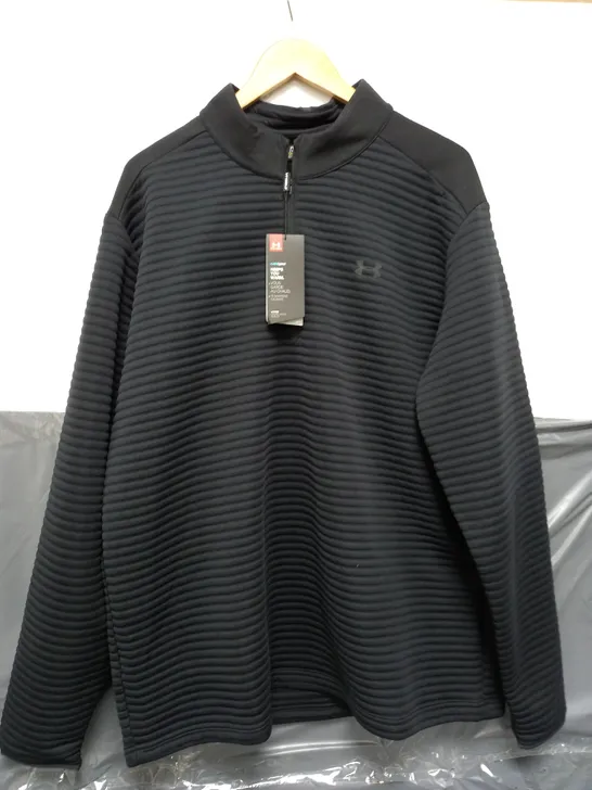 UNDER ARMOUR COLD GEAR LOOSE QUARTER ZIP TOP IN BLACK