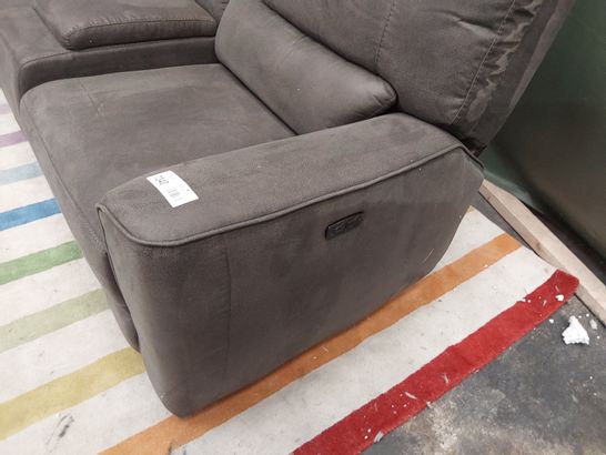 DESIGNER POWER RECLINING TWO SEATER SOFA WITH HE UNIT GREY MACU FABRIC 