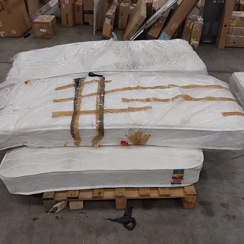 PALLET OF 3 ASSORTED MATTRESSES TO INCLUDE; 1x DOUBLE AND 2x SMALL SINGLE MATTRESSES 