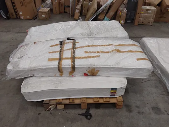 PALLET OF 3 ASSORTED MATTRESSES TO INCLUDE; 1x DOUBLE AND 2x SMALL SINGLE MATTRESSES 