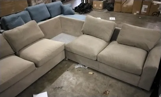 DESIGNER CORNER SOFA MINK WITH MISSING CUSHIONS