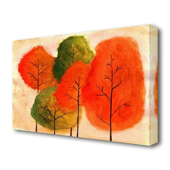 BOXED AUTUMN TREES 1 FLOWERS - WRAPPED CANVAS PRINT 