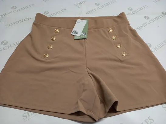 H&M TAUPE BUTTON EMBELLISHED SHORTS - EUR L