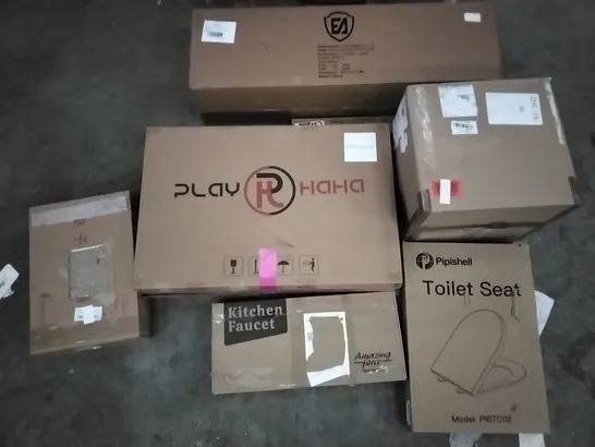 PALLET OF ASSORTED ITEMS INCLUDING PIPISHELL TOILET SEAT, EA FOLDING CHAIR, AMAZINGFORCE KITCHEN FORCE, INTEY BIKE TRAINER STAND, ANGELSHIELD TOILET SEAT, PLAY HAHA