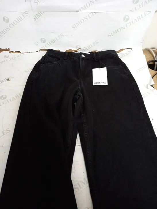 BERSHKA 90S WIDE DENIM BLACK JEANS - EUR 34