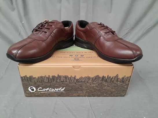 BOXED PAIR OF COTSWOLD LACE UP SHOES IN BROWN UK SIZE 10