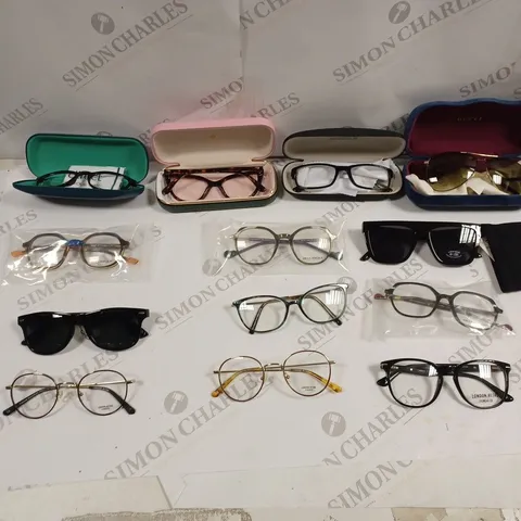 APPROXIMETLY 15 PAIRS OF GLASSES TO INCLUDE LONDON RETRO, ZRA, AND BEELINGER ETC. 