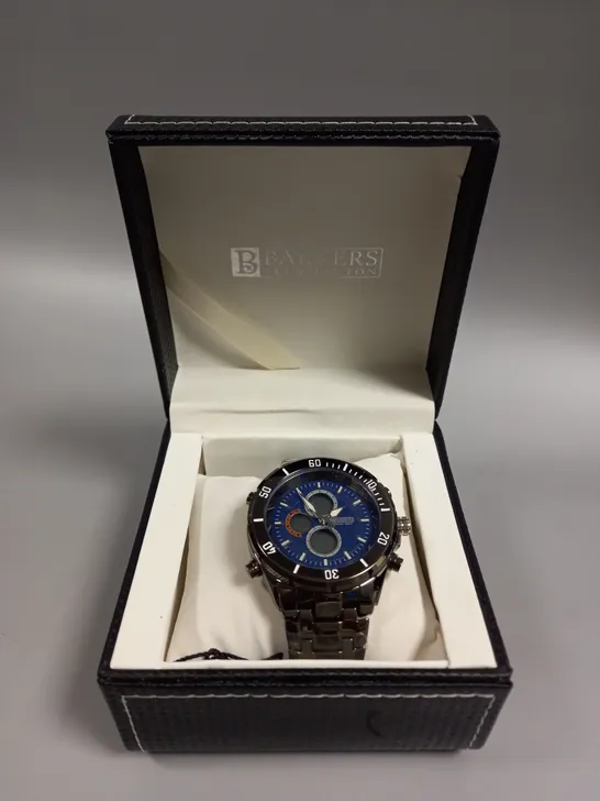 BOXED BARKERS OF KENSINGTON PREMIER SPORT BLUE DIAL WATCH 