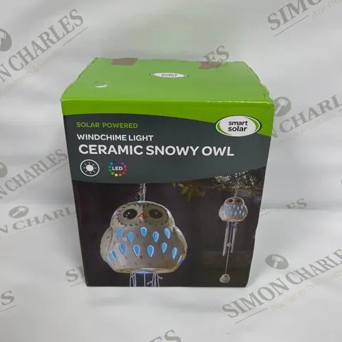 SMART SOLAR WINDCHIME LIGHT IN CERAMIC SNOWY OWL