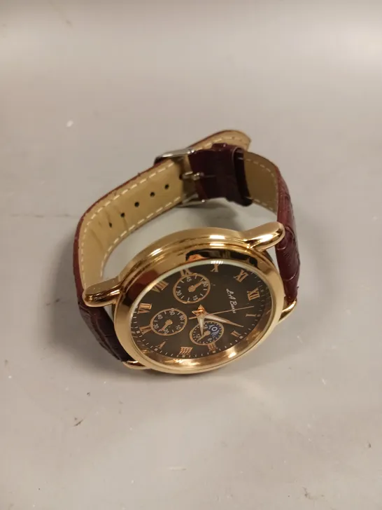 MENS LA BANUS WATCH – GOLD COLOUR CASE – LEATHER STRAP