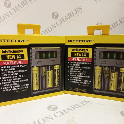 2 BOXED NITECORE I4 INTELLICHARGER UNIVERSAL QUAD CHARGER UK PLUG