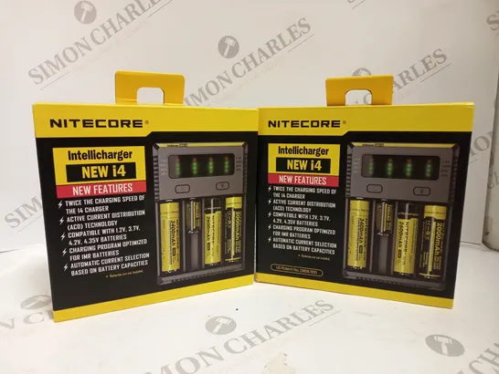 2 BOXED NITECORE I4 INTELLICHARGER UNIVERSAL QUAD CHARGER UK PLUG