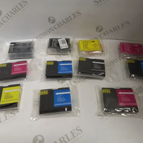 LOT OF 11 PRINTER CARTRIDGES IN YELLOW, BLACK, AND CYAN