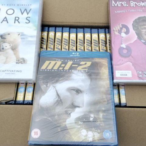 PALLET OF APPROXIMATELY 3600 NEW DVDS INCLUDING SNOW BEARS NARRATED BY KATE WINSLET, MISSION IMPOSSIBLE 2, MRS BROWN'S BOYS