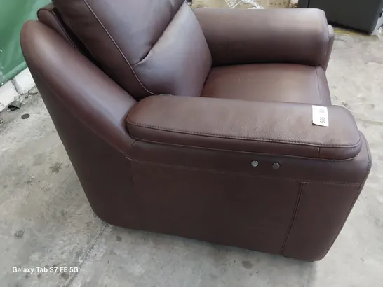 QUALITY ITALIAN DESIGNER POWER RECLINING PARMA EASY CHAIR BROWN LEATHER 