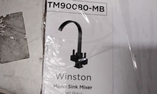 BOXED WINSTON MONO DOUBLE HANDLE DECK MOUNTED SINK MIXER MATT BLACK 