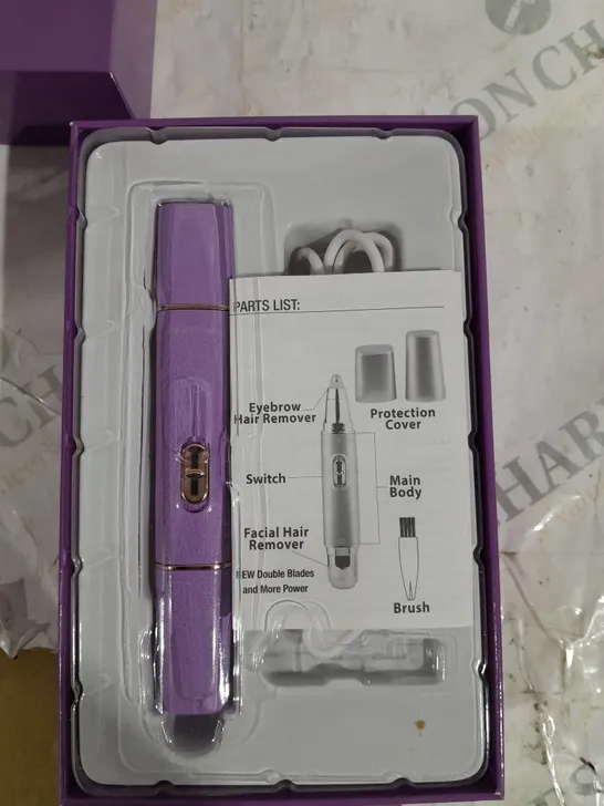 BOXED BEAUTY 2 IN 1 SUPER SMOOTH FACE & BROWS HAIR REMOVER, PURPLE