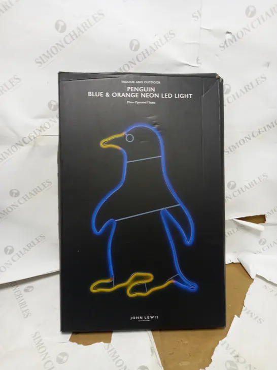 JOHN LEWIS PENGUIN BLUE & ORANGE NEON LED LIGHT 