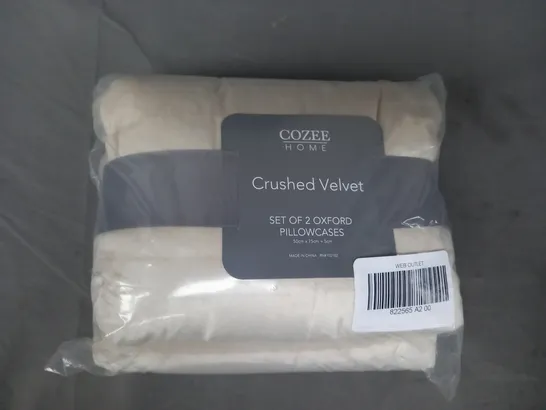 COZEE HOME CRUSHED VELVET SET OF 2 PILLOWCASES IN BEIGE