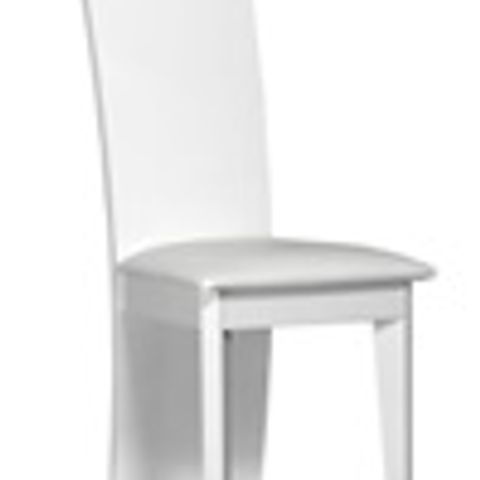 BOXED SMOOTH WHITE FAUX LEATHER DINING CHAIR WITH HIGH GLOSS FRAME