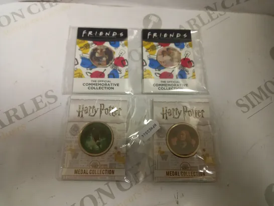 BOX OF 4 COLLECTABLE COINS - HARRY POTTER AND F.R.I.E.N.D.S