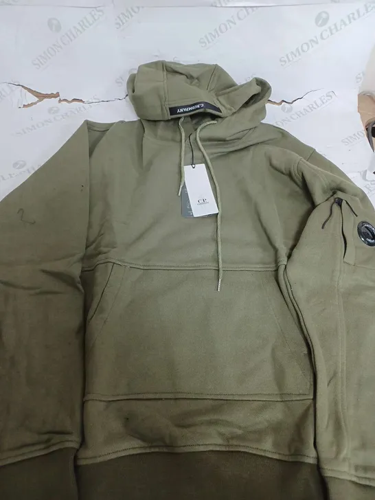 C.P COMPANY KHAKI HOODIE - LARGE