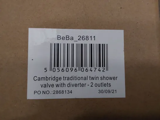 BOXED CAMBRIDGE TRADITIONAL CONCEALED TWIN SHOWER VALVE WITH DIVERTER - 2 OUTLETS