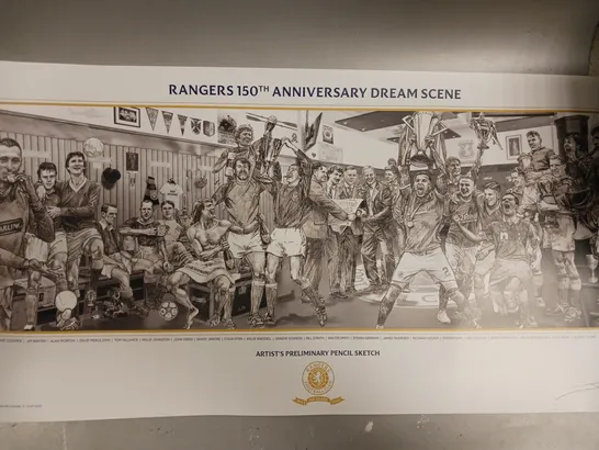 SIGNED RANGERS FOOTBALL CLUB 150TH ANNIVERSARY DREAM SCENE ART PRINT