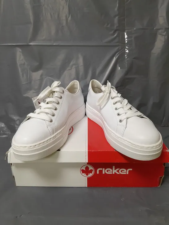 RIEKER LEATHER PLATFORM TRAINERS WHITE SIZE 8