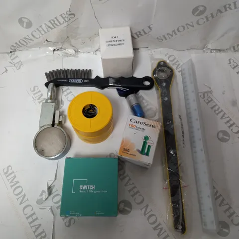 box of assorted items to include - wire brush / magnet / switch 