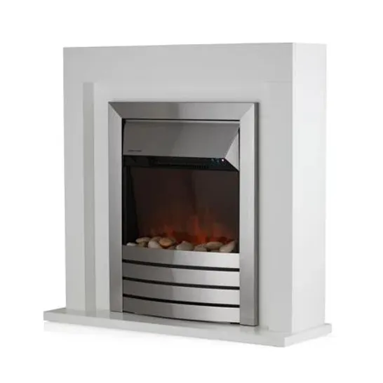 BOXED WARMLITE CHESTER WHITE FIREPLACE SUITE