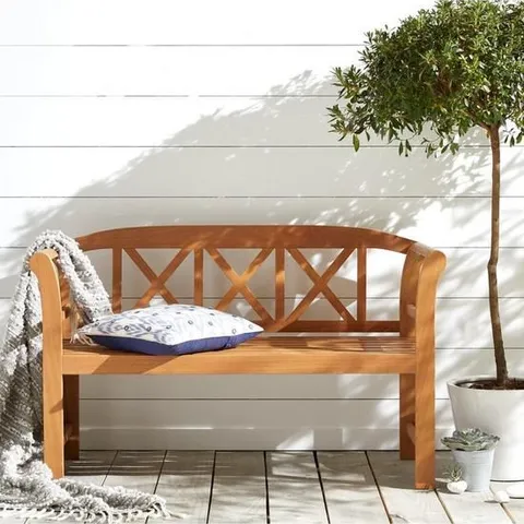 BOXED POSITANO 2 SEATER NATURAL WOOD BENCH (1 BOX) // COLLECTION ONLY