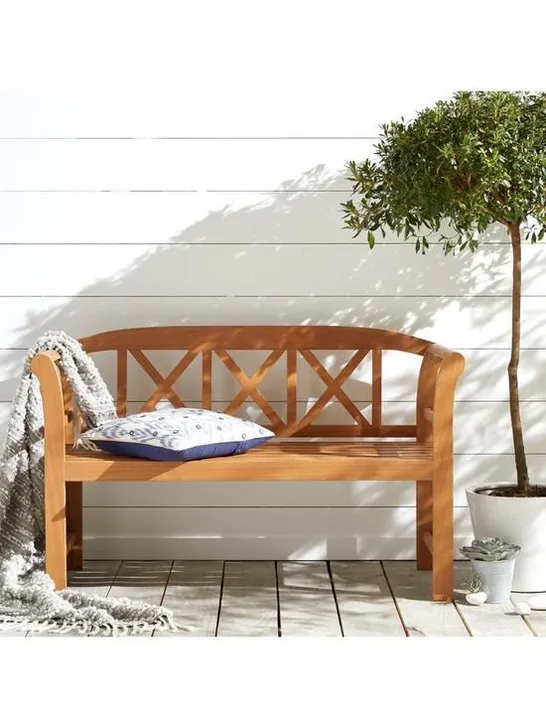 BOXED POSITANO 2 SEATER NATURAL WOOD BENCH (1 BOX) // COLLECTION ONLY