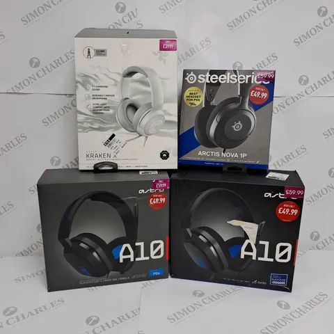 4 ASSORTED GAMING HEADSETS TO INCLUDE ASTRO A10 GAMING HEADSET