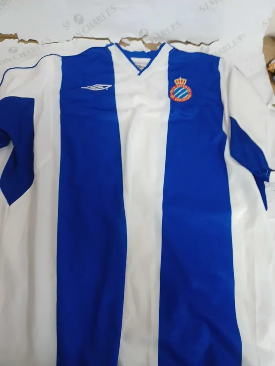 UMBRO RCD ESPANYOL STRIPE FOOTBALL SHIRT - XL