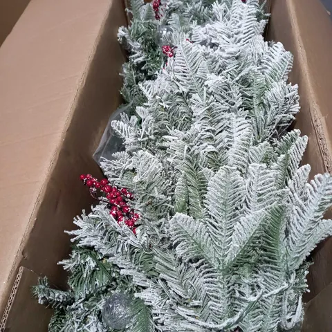 BOXED 6FT VERMONT FLOCKED PRE-LIT MIXED TIPS CHRISTMAS TREE - COLLECTION ONLY 