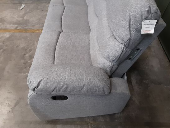 DESIGNER GREY FABRIC 3-SEATER MANUAL RECLINE SOFA - MISSING ONE SIDE PIECE