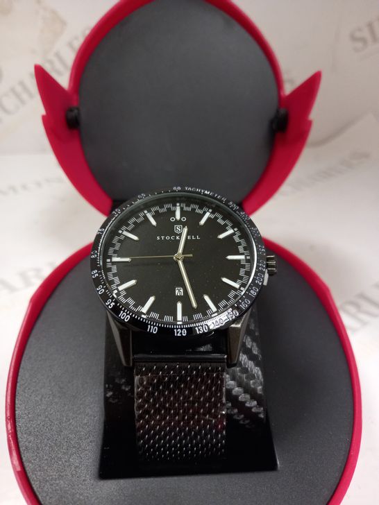 STOCKWELL BLACK AND WHITE WATCH WITH MESH STRAP